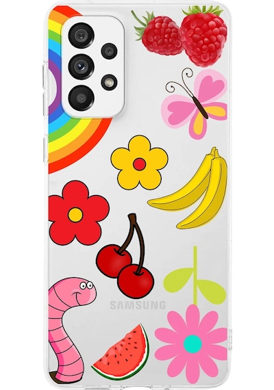 Samsung Galaxy A73 İle Uyumlu 1mm Slim Fit Water Color 5 Baskılı Şeffaf Kılıf