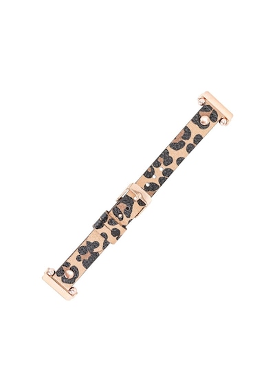 Bouletta Fitbit Versa Deri Kordon Ferro Gold Troklu Leopar