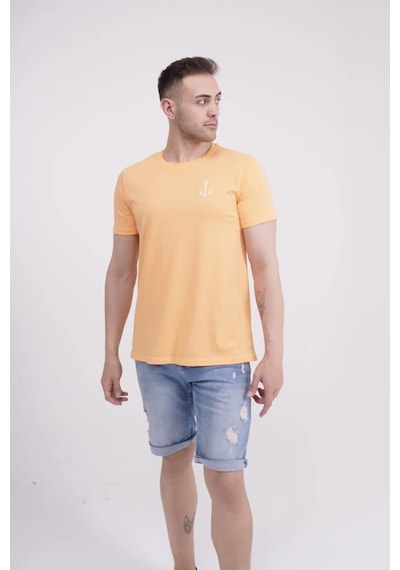 The Socks Company 23scts223u Çapa Nakışlı Bisiklet Yaka Turuncu Tshirt 001