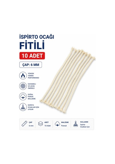 Ispirto Ocağı Fitili 10 Adet Çap: 6 Mm