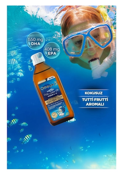 Nutraxin Omega3 Tutti Frutti Aromalı Çocuklar İçin 2 x 150 ML