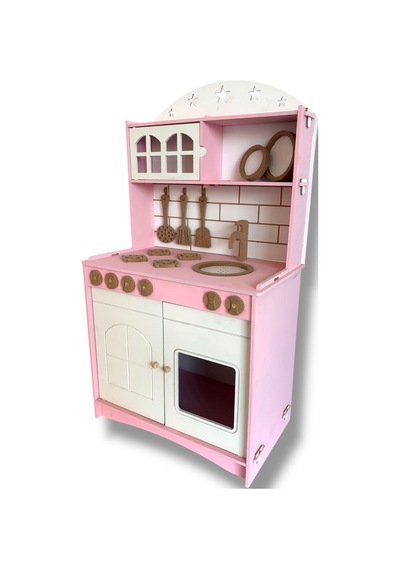 Pembe Boyalı 2 Kapaklı Oyuncak Mutfak Ekonomik Seri