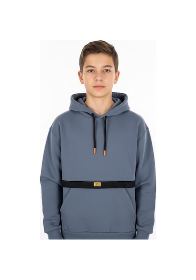 Kapşonlu Kanguru Cepli Detaylı Erkek Çocuk Sweatshirt-90836 İndigo