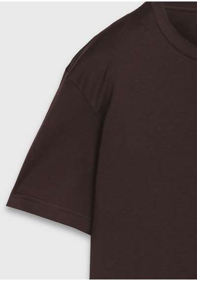 Ramsey Kahverengi Düz %100 Pamuk T-shirt