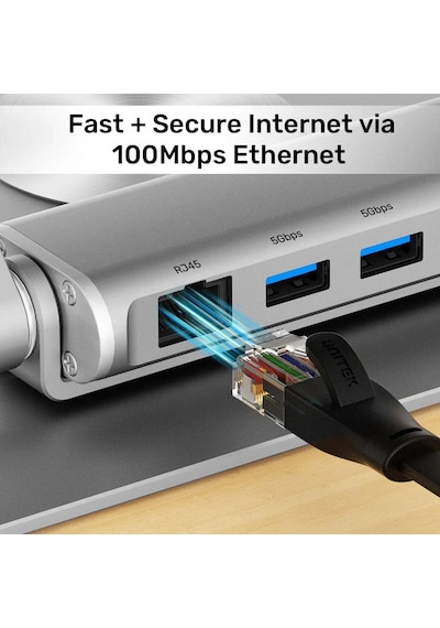Unıtek 360 Derece Döner 5in1 Metal Notebook Standı Ethernet, 2xusd3.0, Hdmı, 100w Pd D1109b01