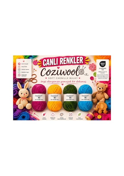 Kadife İp Soft Chenille Bulky 5'li Paket 5x100 Gr 120 Mt El Örgü İpi Çikolata - 875823131