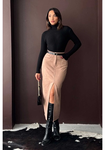 Verymoda Süet Etek F1761 Vizon