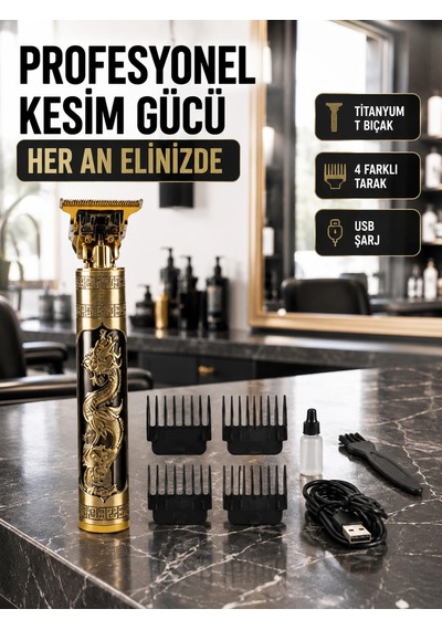 Şarjlı Titanyum Bıçaklı Saç Kesme Makinesi Yeni Nesil 1.5 Saat