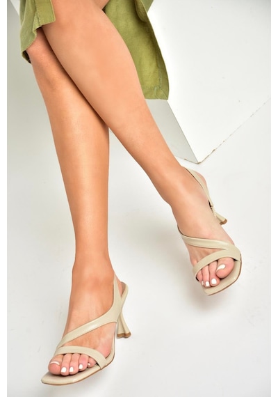 Fox Shoes U404070009 Bej İnce Topuklu Kadın Ayakkabı Bej
