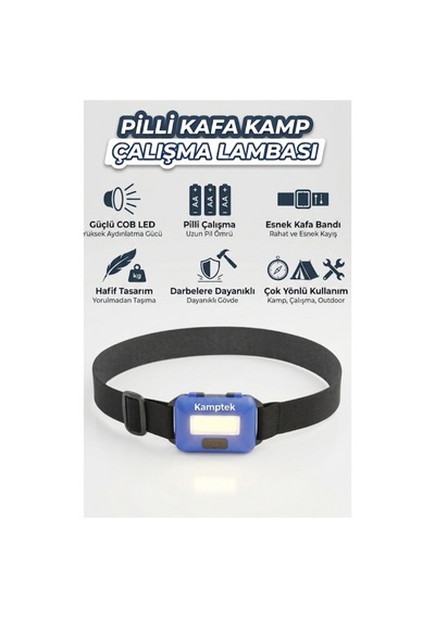 Kamptek Ultra Hafif Pilli Led Kafa Lambası - Kamp Ve Doğa Yürüyüşü Aydınlatması Renkli