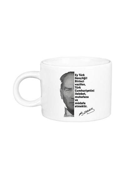 Mustafa Kemal Atatürk Porselen Lüks Fincan Beyaz