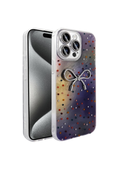 Apple Uyumlu iPhone 15 Pro Max Kılıf Kamera Korumalı Figürlü Zore Ponti Silikon Kapak Lila