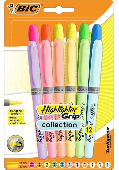 Bic Marking Highlighter Pastel + Canlı Renkler 12'li Fosforlu Kalem Çok Renkli
