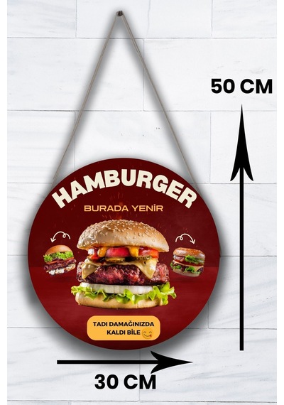 Hamburger Dükkanı Için Duvar, Kapı, Çift Taraflı Askılı Pano Karşılama Tabelası, Restoran Süs Dekor