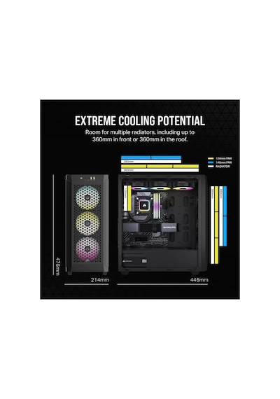 480t Rgb Airflow Temperli Cam Midtower, Siyah Cc-9011272-ww