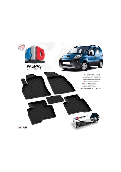 Peugeot Bipper 4D Havuzlu Paspas Siyah A+Kalite