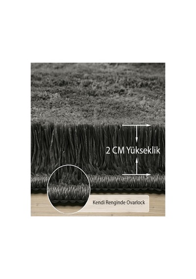 Peluş Post Halı Yumuşak Dokulu Modern Salon Oturma Odası Çocuk Odası Hol & Antre Halısı Antrasit Antrasit