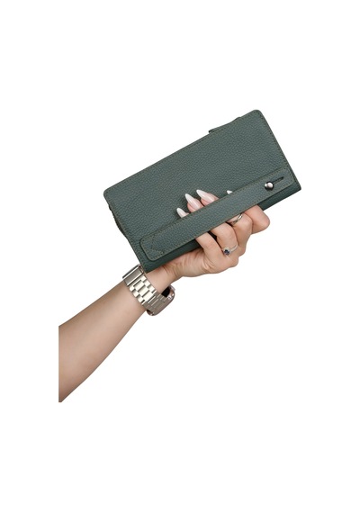 Mft Leather Hakiki Deri Kadın Cüzdan Bulgari 1232 Flother Mat Koyu Yeşil