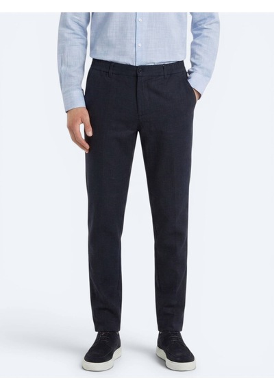 Kip Lacivert Dokuma Relaxed Fit Casual Pamuk Karışımlı Pantolon