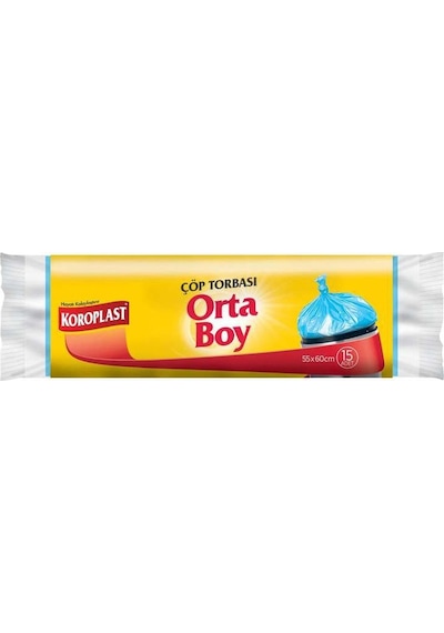 Koroplast Güçlü Orta Boy Çöp Torbası 15'li 10 Adet 55 x 60 CM