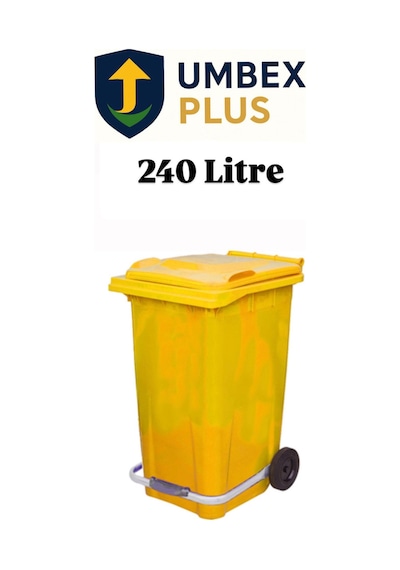 Plastik Metal Pedallı Çöp Konteyneri 240 Litre Konteyner - Isıya Dayanıklı Malzeme - Sarı