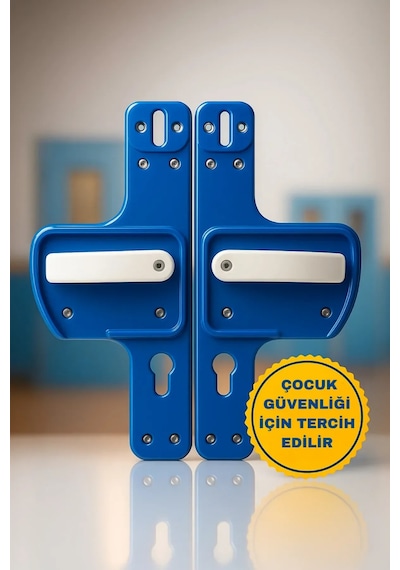Bariyerli Kapı Kolu Lacivert-beyaz Renkli Çocuk Güvenlikli Okul Ve Eğitim Alanlarına Uygun