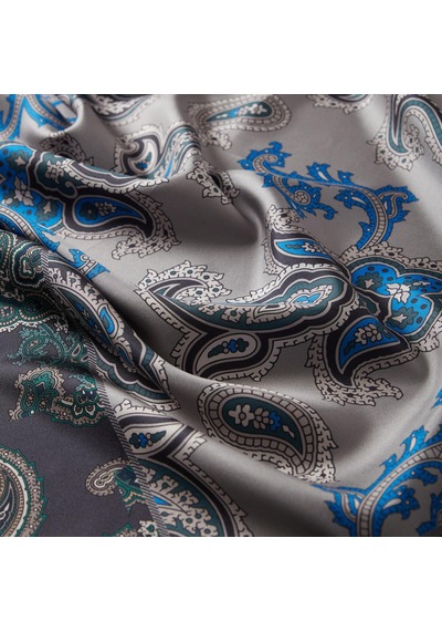 İpek Evi İpekevi Twill İpek Eşarp - Patchwork Desenli - Gümüş