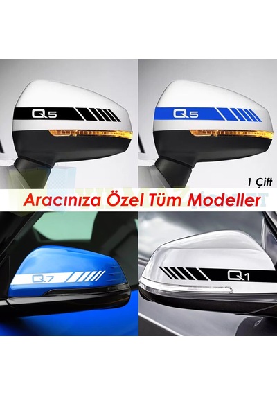 Audi Q1 Q2 Q3 Q4 Q5 Q6 Q7 Q8 Yan Ayna Şerit Oto Sticker 1 Çift 20 X 2 Cm