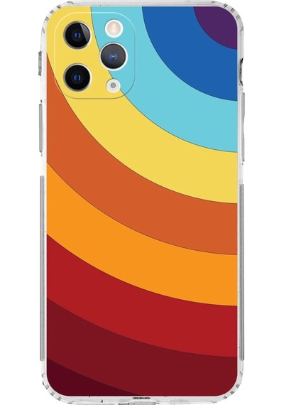 Apple Uyumlu iPhone 11 Pro Kamera Korumalı Kapak Renk Cümbüşü Tasarımlı Şeffaf Kılıf
