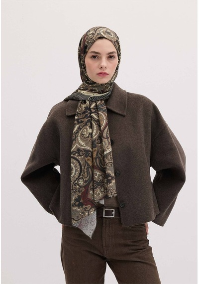 Freshscarfs Etnic Paisley Desen Şal Tozlu Kahve acı kahve
