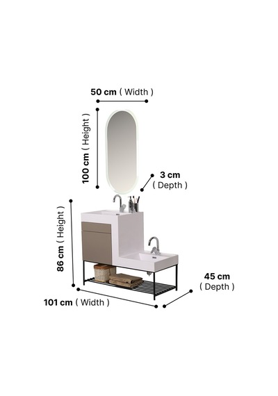 Kobos Up-down 100 Cm Banyo Dolabı Seti Latte Açık Kahverengi Kobos Up-down 100 Cm Banyo Dolabı Seti Latte Açık Kahverengi