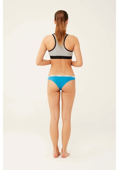 U.S. Polo Assn. Kadın Mercan - Neon Yeşil - Turkuaz 3 Lü Brazilian Slip 66275 Yeşil