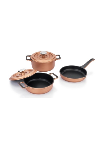 Pro Cast Mini Döküm Tencere Seti 5 Parça-rosegold Diğer