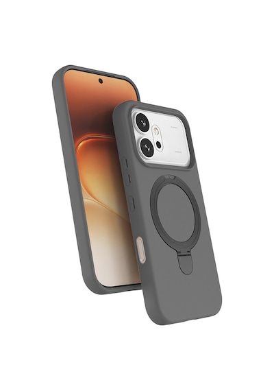Honor 600 5g Kılıf M-safe Şarj Özellikli Standlı Zore Samara Kapak - Titanyum-gri