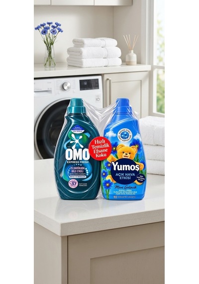 Omo Express Fresh Sıvı Deterjan Beyazlar Ve Renkliler 1480 Ml + Yumoş Açık Hava Etkisi Mavi Gelincik 1440 Ml Diğer