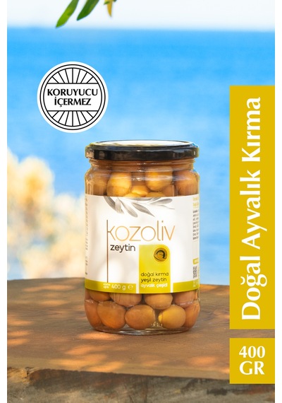 Kozoliv Doğal Ayvalık Çeşidi Kırma Yeşil Zeytin Cam 400 G