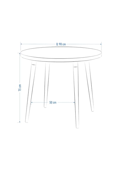 Vilinze Argos Yuvarlak Mdf Naturel Sabit Mutfak Masası - Q90 Cm Naturel Siyah