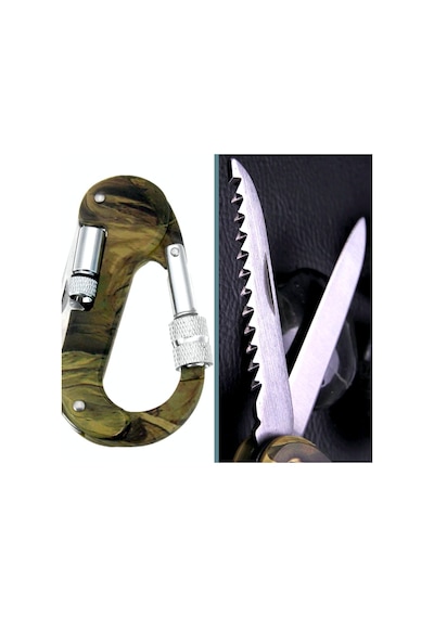 Omeniv Kamuflaj Karabiner Kamp Çakı Testere Kamp Bıçak Fener Outdoor Kamuflaj