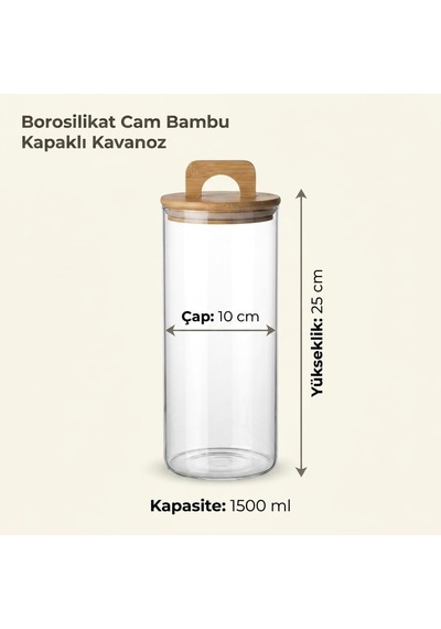 Bambu Kapaklı Yuvarlak Borosilikat Cam Kavanoz 1500 Ml, 10 25 Cm, Contalı Kulplu Şeffaf Spagetti Makarna Ve Kuru Gıda Saklama Kabı Çok Renkli Bambu Kapaklı Yuvarlak Borosilikat Cam Kavanoz 1500 Ml, 10 25 Cm, Contalı Kulplu Şeffaf Spagetti Makarna Ve Kuru Gıda Saklama Kabı Çok Renkli