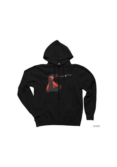 Hellsing Ultimate Gun Siyah Fermuarlı Kapşonlu Sweatshirt