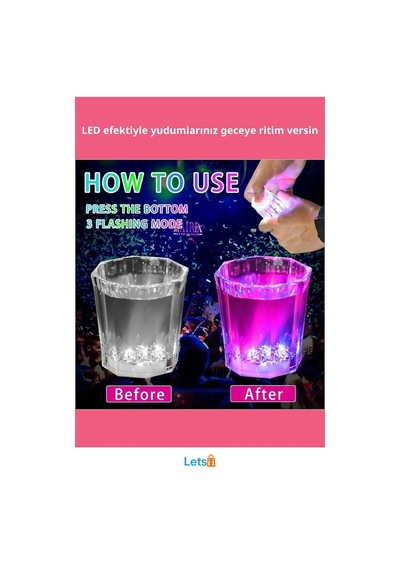 Renkli Led Parlayan Fiber Optik Glow Işıklı Bardak 1 Adet Çok Renkli