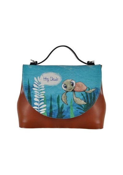 Dogo Kadın Vegan Deri Kahverengi El Çantası - Caretta-hey Dude Tasarım Multicolor