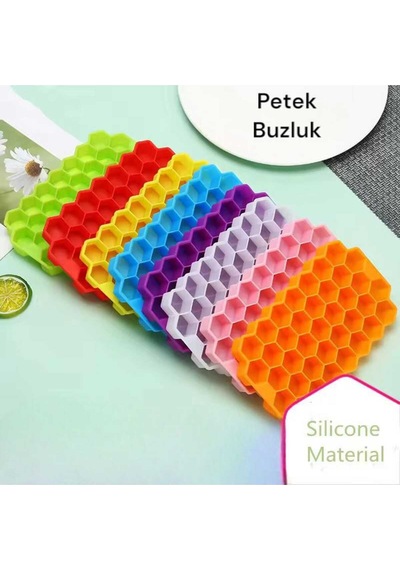 Petek Şeklinde Silikon Buz Kalıbı Pratik Silikon Yapışmaz Buzluk Buz Küpü Silikon Gri, Kırmızı Ve Bu Diğer