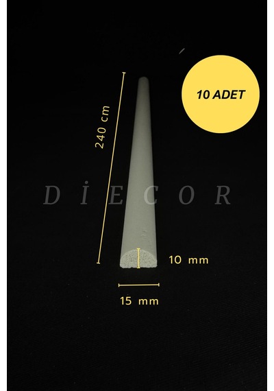 Diecor Dekoratif Boyanabilir 10 Adet 1,5 Cm Polistren Duvar Çıtası Beyaz 15 X 10 Model:xa163