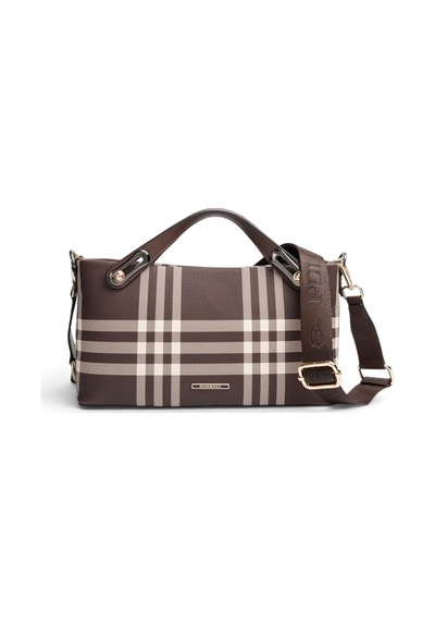 Silver & Polo Silver Polo Kahve - Kahve Çizgili Ekose Kadın Çapraz Çanta Sp1288