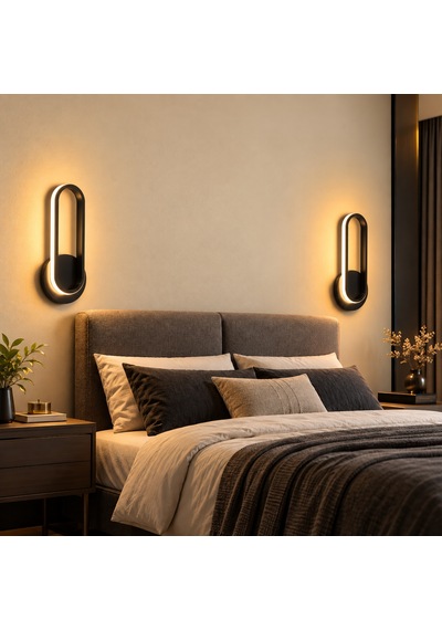 Luis Şarjlı Modern Led Duvar Apliği Günışığı Taşınabilir Usb Siyah
