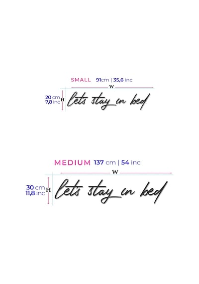 Let's Stay In Bed Metal Duvar Yazısı - Gold - 91x20 Cm