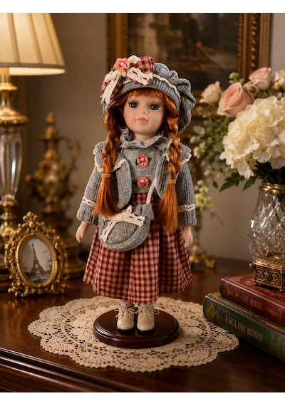 35 Cm El Yapımı Porselen Bebek Biblosu Vintage Country Tarzı Dekoratif Koleksiyonluk Biblo -