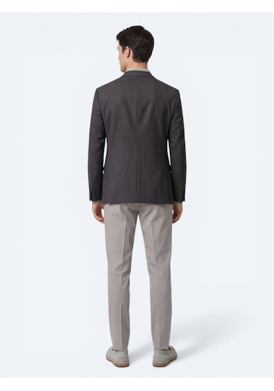 Kip Renkli Mikro Modern Fit Yün Karışımlı Ceket
