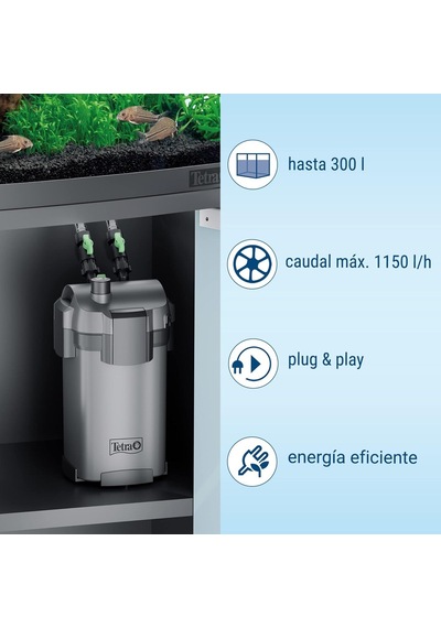 Tetra Akvaryum Dış Filtre Ex 1000 Plus 300 Litreye Kadar Akvaryumlar İçin Güçlü Filtre, Kristal Berraklığın